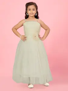 BAESD Girls Strapless Sleeveless Net Bow Fit & Flare Maxi Dress