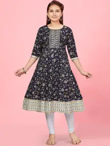 BAESD Girls Floral Printed Cotton A-Line Kurta