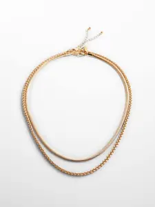 MANGO Gold-Toned Double-Layered Necklace