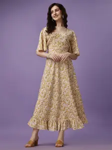 KALINI Floral Printed Fit & Flare Midi Dress