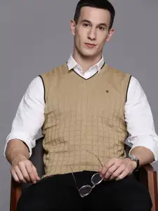 Louis Philippe Self Checked Sweater Vest