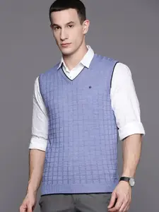 Louis Philippe Self Checked Sweater Vest