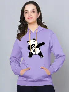 Fashion And Youth Panda Graphic Printed Hooded Fleece Sweatshirt