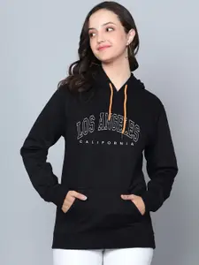 Fashion And Youth Typography Printed Hooded Fleece Sweatshirt