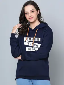 Fashion And Youth Typography Printed Fleece Hooded Pullover Sweatshirt