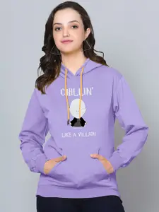 Fashion And Youth Typographic Printed Hooded Fleece Sweatshirt