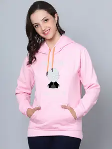 Fashion And Youth Graphic Printed Hooded Fleece Pullover