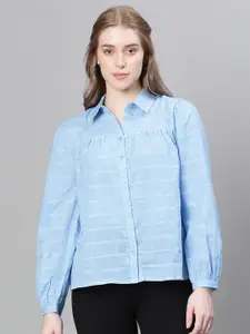 Oxolloxo Classic Checked Puff Sleeved Cotton Casual Shirt