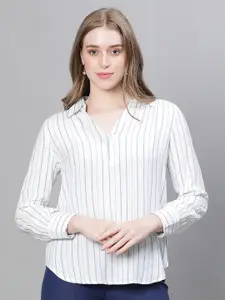 Oxolloxo Striped Shirt Collar Organic Cotton Shirt Style Top