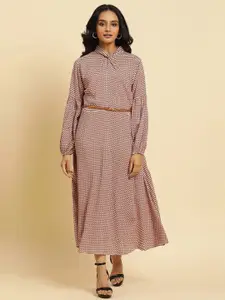 W  Geometric Printed High Neck Maxi Dress