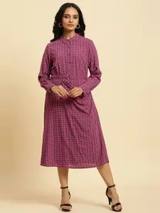 W Geometric Printed A-Line Midi Dress