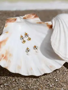 Accessorize London Set of 2 14K Gold-Plated Z & Plain Stud Earrings