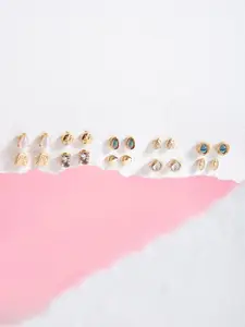 Accessorize Set Of 10 Hammered Metal Stud Earrings