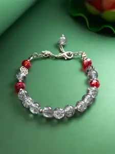 aadita Women Silver-Toned & Transparent Oxidised Wraparound Bracelet