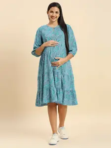 MomToBe Floral Printed Maternity A-Line Dress