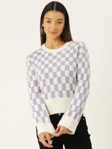 Madame Checked Drop-Shoulder Sleeves Pullover