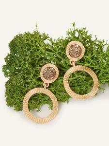 Accessorize London Women Gem Ridged Circle Drop Earrings