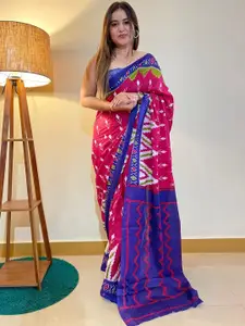 Saree mall Ethnic Motifs Printed Poly Cotton Bagh Sarees