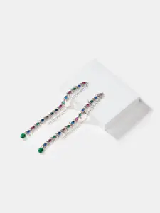 SHAYA Sterling Silver Stone Studded Ear Cuff Earrings