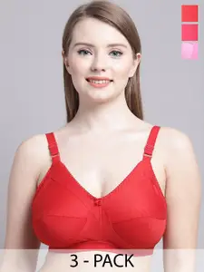 GRACIT Pack Of 3 Medium Coverage Non-Padded Everyday Bra With All Day Comfort