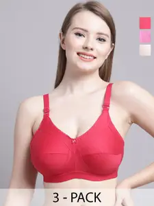 GRACIT Pack Of 3 Non-Padded Medium Coverage All Day Comfort Everyday Bra