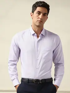 Peter England Elite Self Design Textured Slim Fit Pure Cotton Formal Shirt