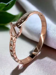 MYKI American Diamond Rose Gold-Plated Bangle-Style Bracelet