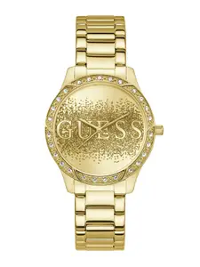 GUESS Women Embellished Dial & Stainless Steel Straps Analogue Watch U1372L2M