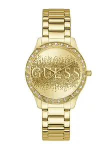 GUESS Women Embellished Dial & Stainless Steel Straps Analogue Watch U1372L2M