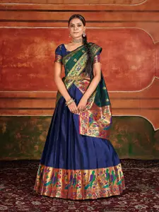 SHOPGARB Zari Paithani Silk Semi Stitched Lehenga & Unstitched Blouse With Dupatta