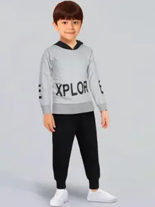 Toonyport Boys Typography Printed Hooded Long Sleeves Tracksuits