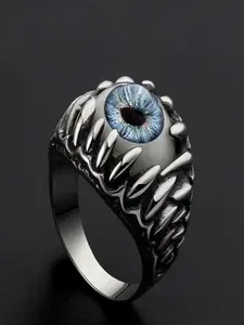 UNIVERSITY TRENDZ Silver-Plated Devil's Eye Eyeball Biker Finger Ring