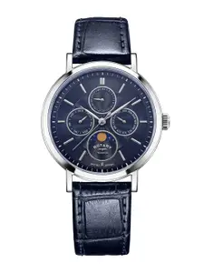 Rotary Men Textured Dial & Leather Straps Analogue Watch GS05425 05