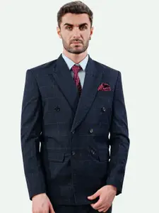 FRENCH CROWN Checked Double Breasted Cotton Formal Blazer