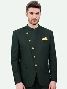 FRENCH CROWN Checked Slim-Fit Bandhgala Blazer