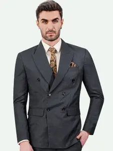 FRENCH CROWN Slim-Fit Checked Double Breasted Formal Blazer