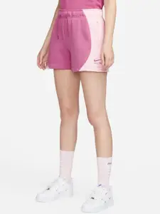 Nike Air Women Colourblocked Mid-Rise Fleece Sports Shorts