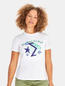 Converse Typography Logo Remix Crew Neck Printed Pure Cotton T-shirt