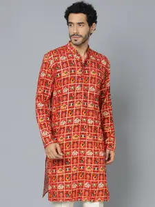 VASTRAMAY Ethnic Motifs Printed Mandarin Collar Straight Kurta