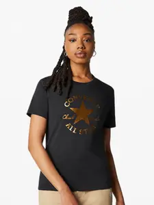 Converse Typography Metallic Chuck Taylor Printed Pure Cotton Classic Fit T-Shirt