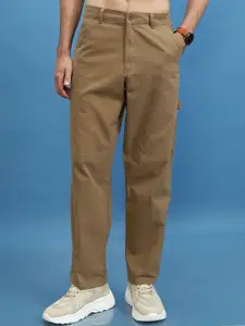HIGHLANDER Khaki Men Mid-Rise Casual Cotton Trousers