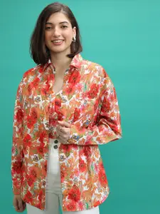 Tokyo Talkies Yellow Floral Printed Bralette Top With Shirt