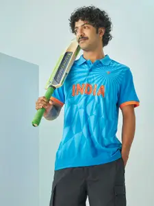 Technosport Typography Printed Polo Collar Antimicrobial Slim Fit T-shirt