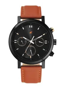 Fastrack Tick Tock 3.0 Men Leather Textured Straps Analogue Watch 3287KL01