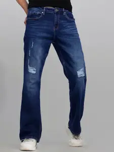 Snitch Men Smart Bootcut Low Distress Light Fade Stretchable Cotton Jeans