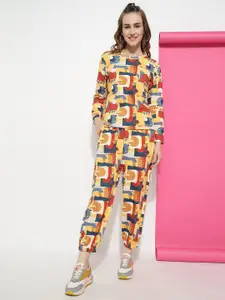 Ziva Fashion Printed T-Shirt With Joggers Co-Ords