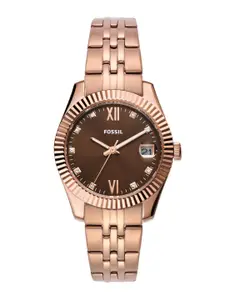 Fossil Women Embellished Dial Stainless Steel Bracelet Style Straps Analogue Watch ES5324