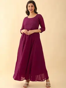Maybell Embroidered Round Neck Georgette Anarkali Ethnic Dress