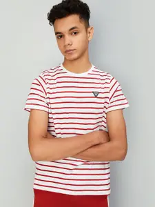 max Boys Striped Round Neck Pure Cotton T-shirt