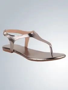 THE WHITE POLE T-Strap Flats With Buckle Closure